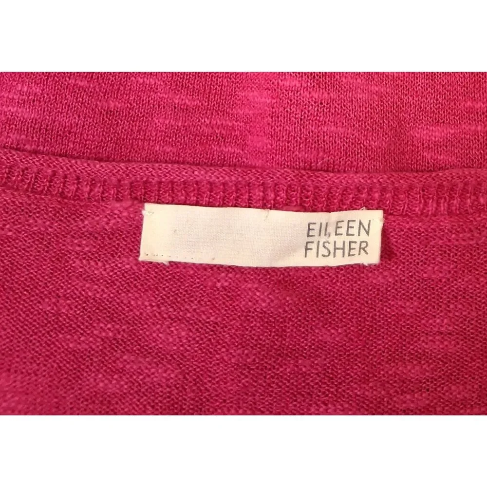 Eileen fisher womens xl linen cotton cardigan pink boxy cropped